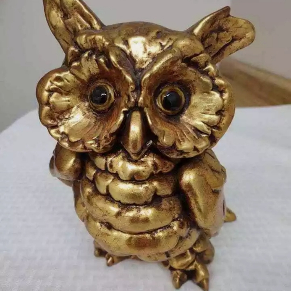 Vintage MCM Freeman McFarlin large gold leaf owl figurine.